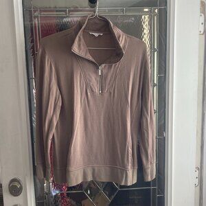 Workshop Republic Women’s M 1/4 Zip Pullover Sweatshirt Tan Stretch Super Soft